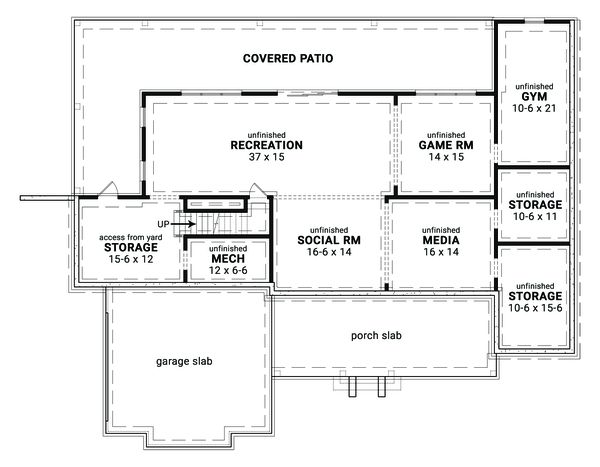 Architectural House Design - Farmhouse Floor Plan - Lower Floor Plan #119-436