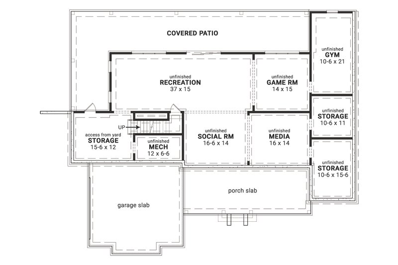 Dream House Plan - Floor Plan - Lower Floor for Farmhouse House Plan #119-436 - 3 bed, 2.5 bath