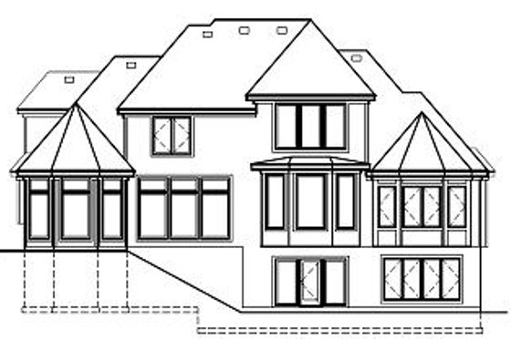 Exterior - Rear Elevation for European House Plan #67-459 - 4 bed, 3.5 bath