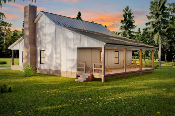 Exterior - Rear Elevation 1 for Farmhouse House Plan #1117-15 - 2 bed, 1 bath