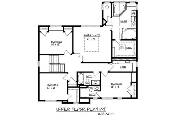 Floor Plan - Upper Floor for Traditional House Plan #320-487 - 4 bed, 3.5 bath