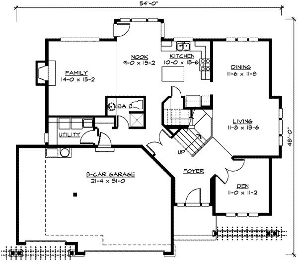 Craftsman Floor Plan - Main Floor Plan #132-111