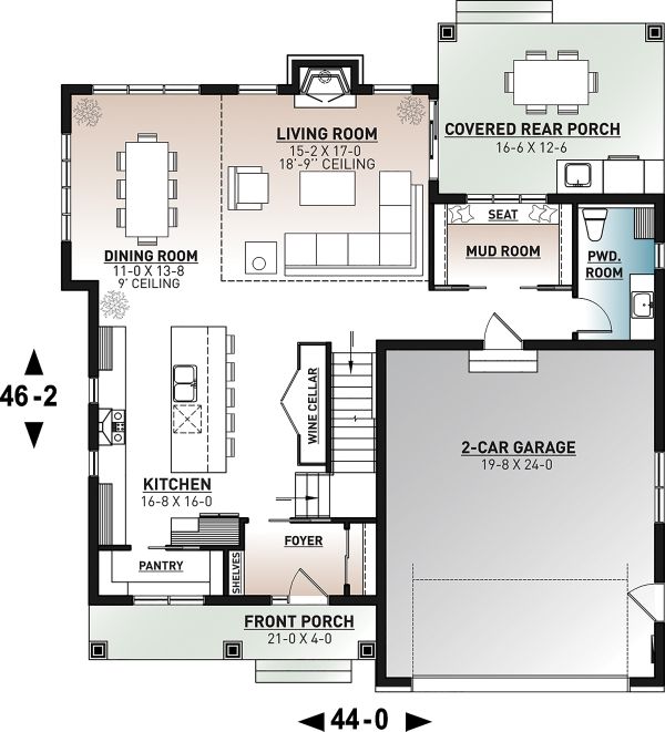 Architectural House Design - Farmhouse Floor Plan - Main Floor Plan #23-2725