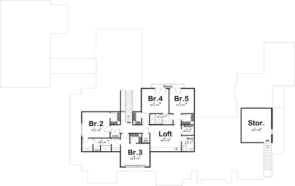 Dream House Plan - Floor Plan - Upper Floor for Cottage House Plan #455-714 - 5 bed, 5 bath