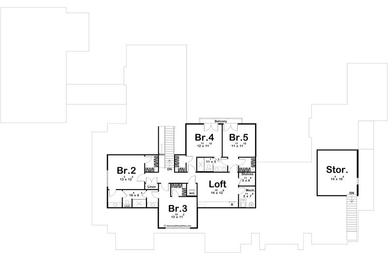 Dream House Plan - Floor Plan - Upper Floor for Cottage House Plan #455-714 - 5 bed, 5 bath