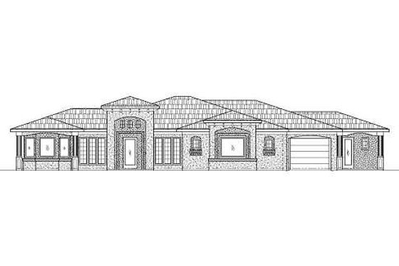 Exterior - Front Elevation for Mediterranean House Plan #24-279 - 6 bed, 5.5 bath