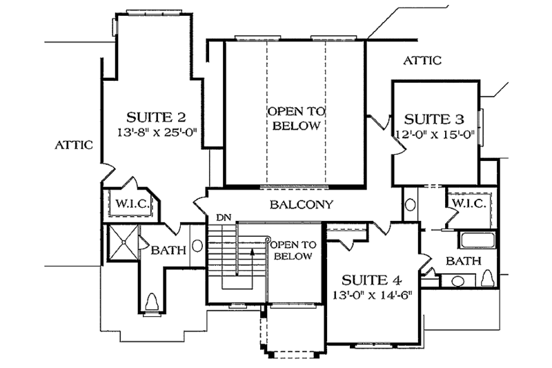 Architectural House Design - Floor Plan - Upper Floor for Country House Plan #453-237 - 5 bed, 4.5 bath