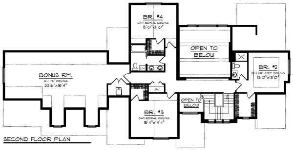 Dream House Plan - Craftsman Floor Plan - Upper Floor Plan #70-1287