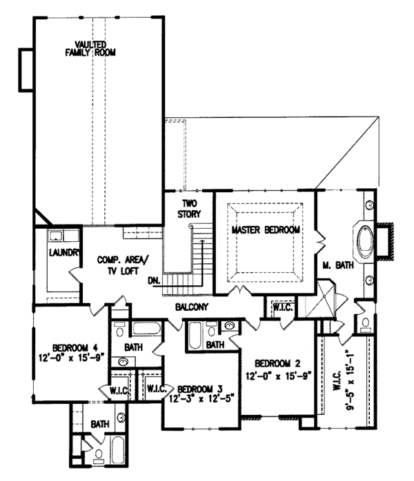 Dream House Plan - Craftsman Floor Plan - Upper Floor Plan #54-188