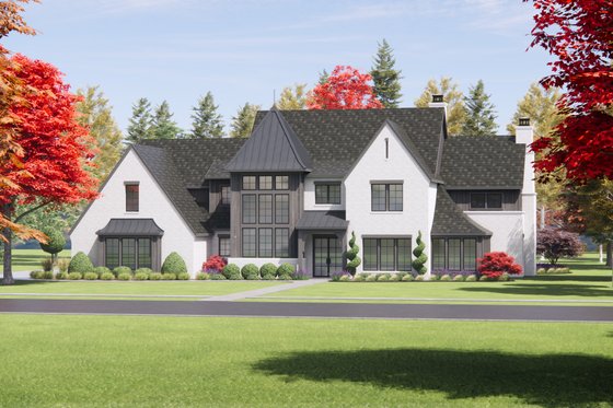 Exterior - Front Elevation 4 for Tudor House Plan #1096-2 - 4 bed, 4.5 bath