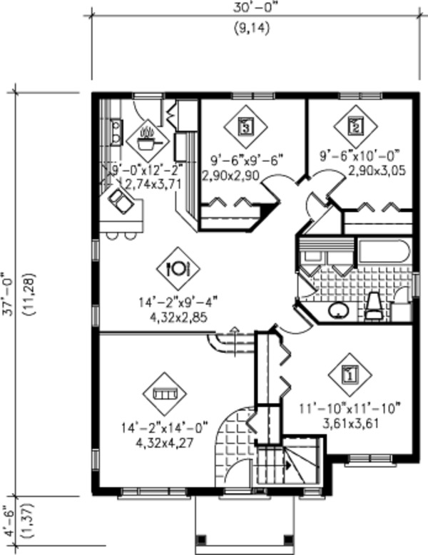 House Blueprint - Traditional Floor Plan - Main Floor Plan #25-4231