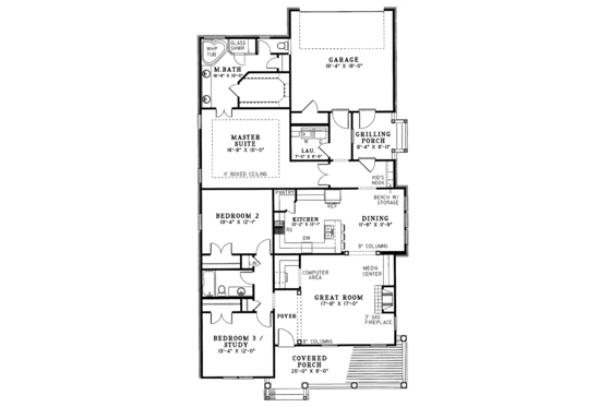Floor Plan - Main Floor for Country House Plan #17-2670 - 3 bed, 2 bath