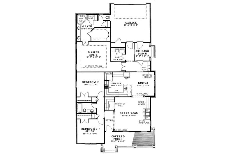 Dream House Plan - Floor Plan - Main Floor for Country House Plan #17-2670 - 3 bed, 2 bath
