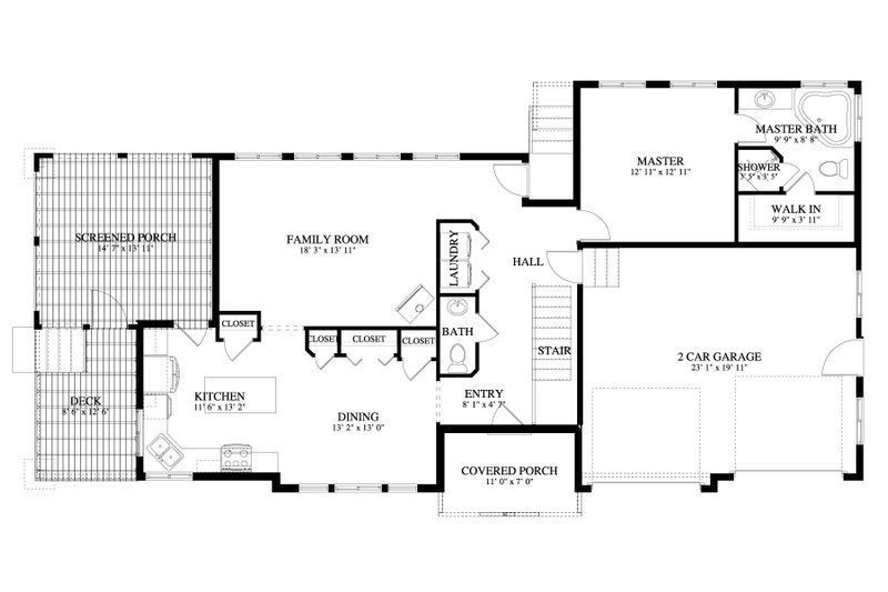 Dream House Plan - Floor Plan - Main Floor for Ranch House Plan #1060-464 - 1 bed, 1.5 bath