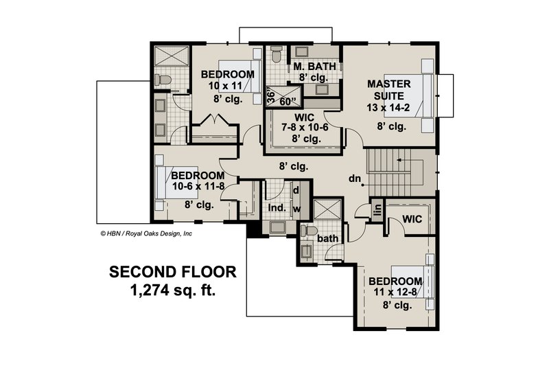 Architectural House Design - Floor Plan - Upper Floor for Farmhouse House Plan #51-1197 - 4 bed, 3.5 bath