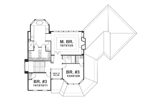 Floor Plan - Upper Floor for Country House Plan #50-111 - 3 bed, 2.5 bath
