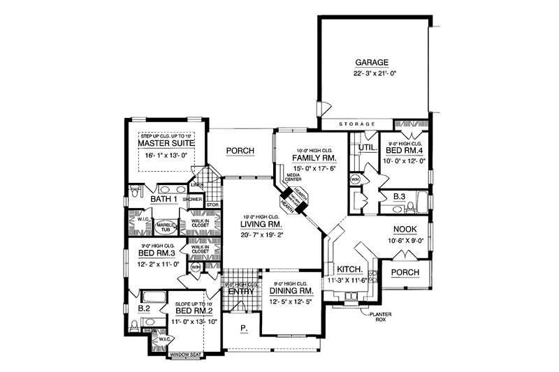 Home Plan - Floor Plan - Main Floor for Country House Plan #40-483 - 4 bed, 3 bath