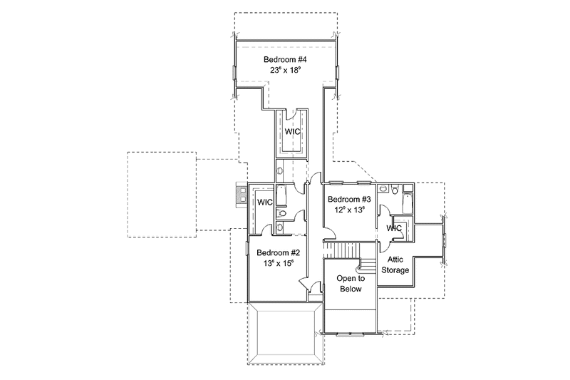 Dream House Plan - Floor Plan - Upper Floor for Country House Plan #429-276 - 4 bed, 3.5 bath