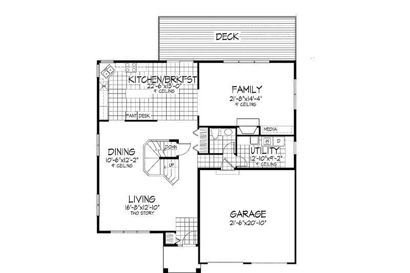 Architectural House Design - Floor Plan - Main Floor for Traditional House Plan #320-545 - 3 bed, 2.5 bath