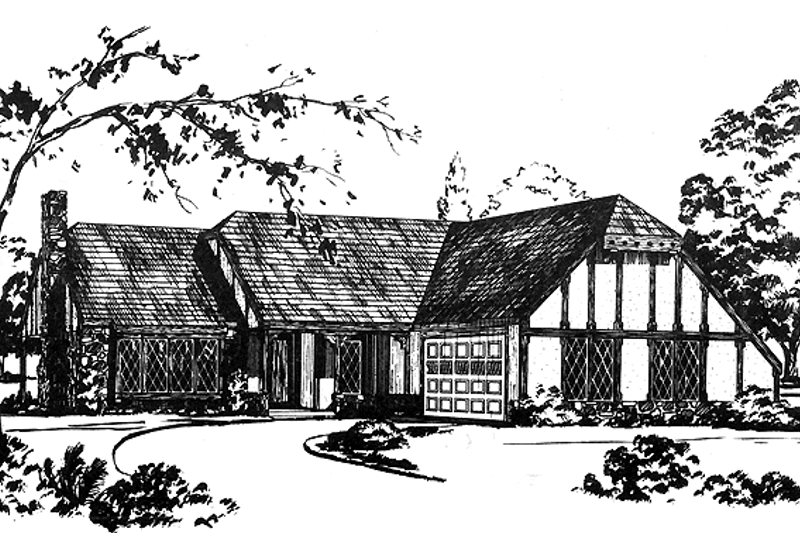 Home Plan - Tudor Exterior - Front Elevation Plan #36-516