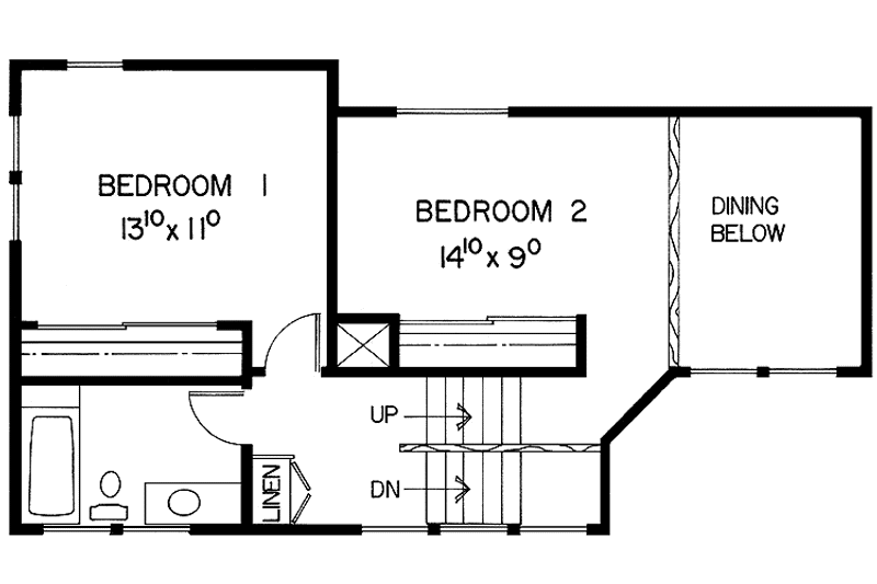 Home Plan - Floor Plan - Upper Floor for Contemporary House Plan #60-886 - 2 bed, 1 bath