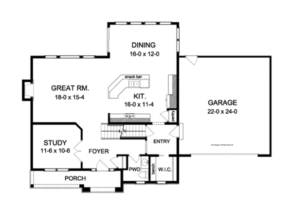 House Plan Design - Colonial Floor Plan - Main Floor Plan #1010-83