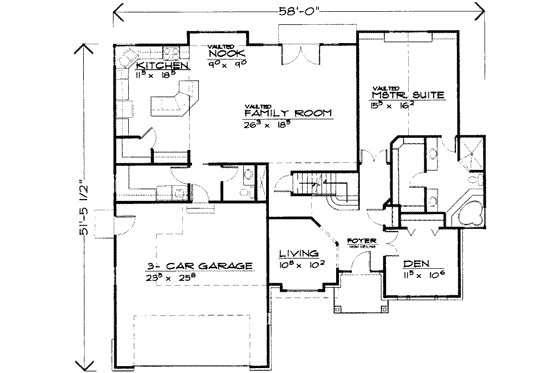 Floor Plan - Main Floor for Traditional House Plan #308-170 - 4 bed, 2.5 bath