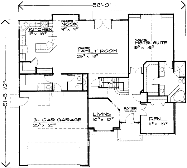 Floor Plan - Main Floor for Traditional House Plan #308-170 - 4 bed, 2.5 bath