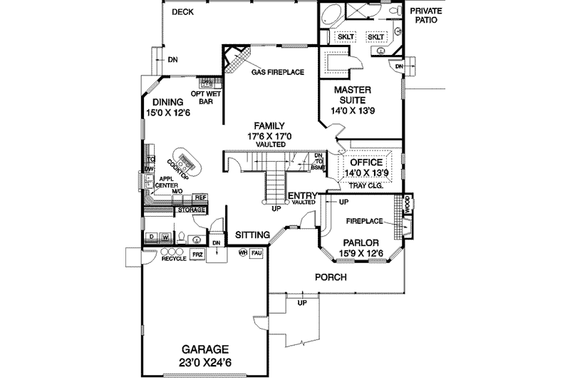 House Plan Design - Floor Plan - Main Floor for Traditional House Plan #60-267 - 4 bed, 3.5 bath