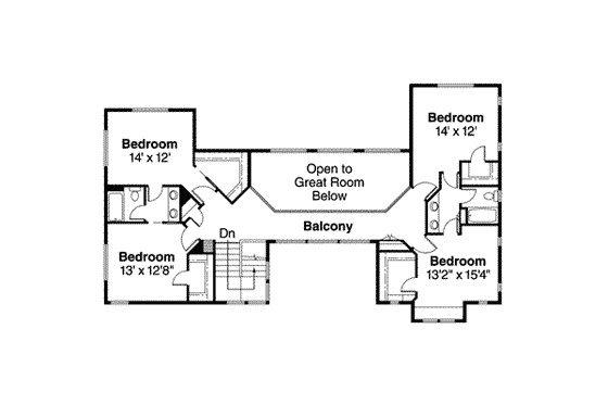Floor Plan - Upper Floor for Traditional House Plan #124-518 - 5 bed, 4.5 bath