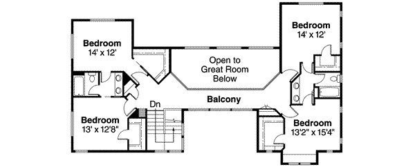 Dream House Plan - Traditional Floor Plan - Upper Floor Plan #124-518