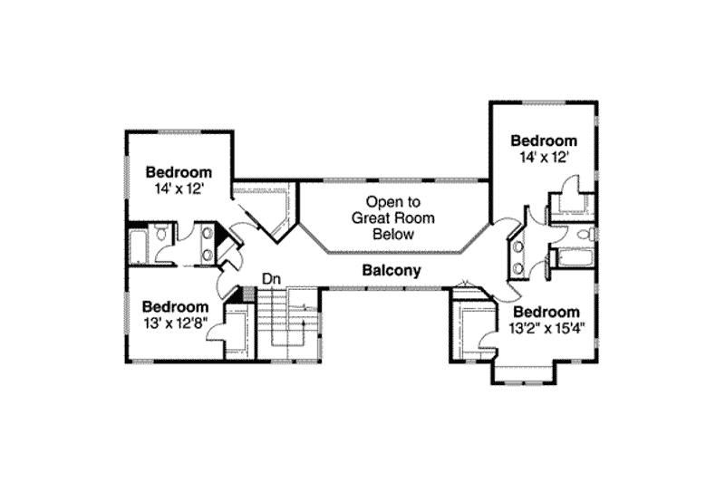 Home Plan - Floor Plan - Upper Floor for Traditional House Plan #124-518 - 5 bed, 4.5 bath