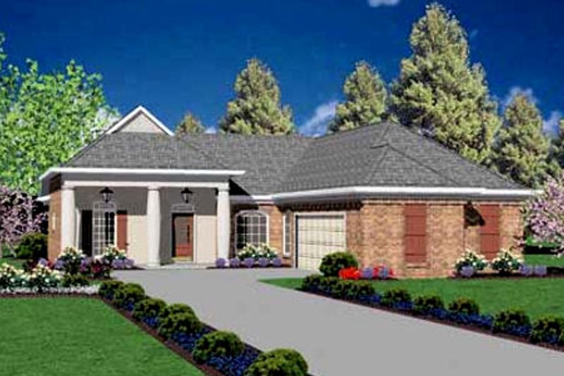 Colonial Style House Plan - 3 Beds 2 Baths 1631 Sq/Ft Plan #36-143