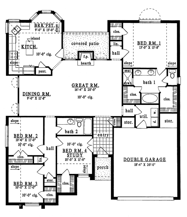 House Plan Design - European Floor Plan - Main Floor Plan #42-518