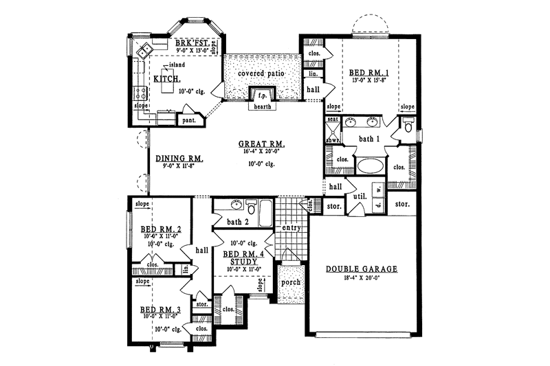 Dream House Plan - Floor Plan - Main Floor for European House Plan #42-518 - 4 bed, 2 bath