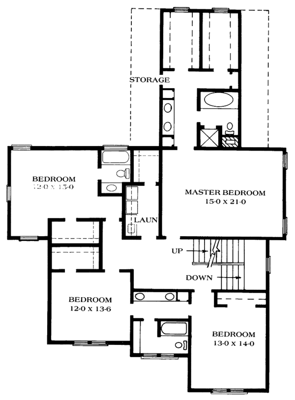 Architectural House Design - European Floor Plan - Upper Floor Plan #1014-41