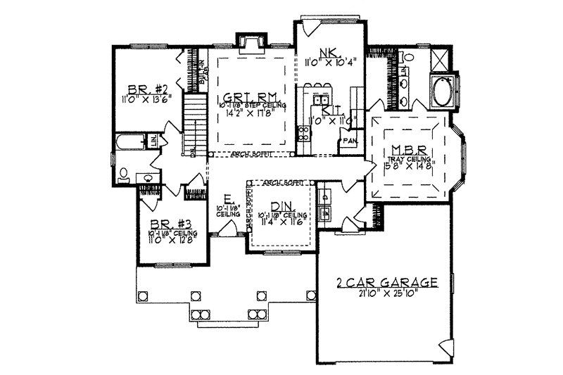 Architectural House Design - Floor Plan - Main Floor for Country House Plan #70-1343 - 3 bed, 2 bath