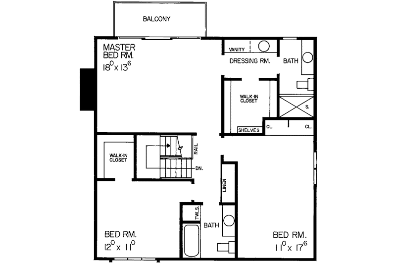 Home Plan - Floor Plan - Upper Floor for Contemporary House Plan #72-700 - 3 bed, 2.5 bath