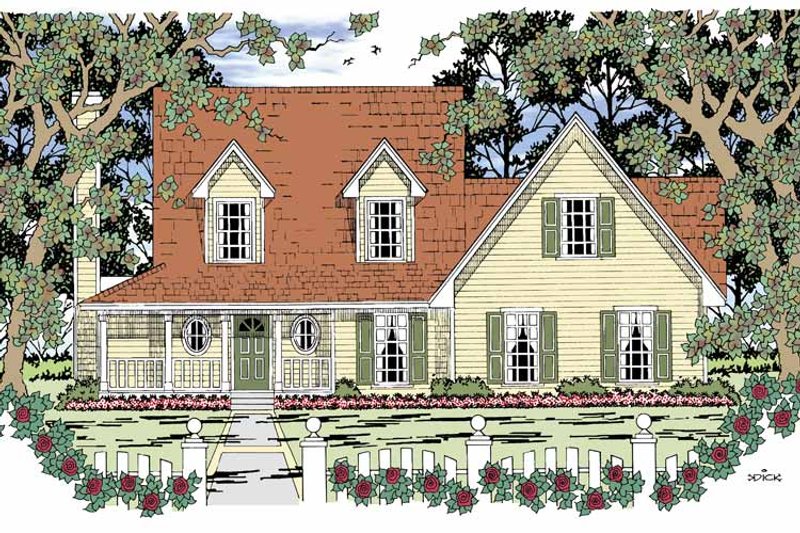 House Design - Exterior - Front Elevation 3 for Country House Plan #42-597 - 3 bed, 2.5 bath