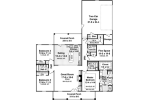 Floor Plan - Main Floor for Traditional House Plan #21-430 - 3 bed, 2.5 bath