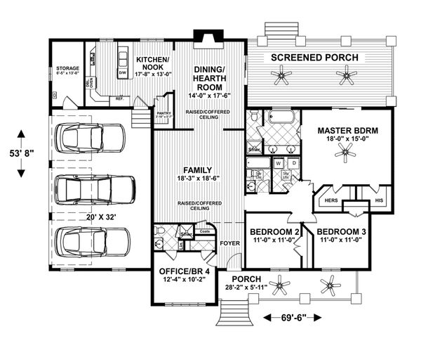 Craftsman Floor Plan - Main Floor Plan #56-711