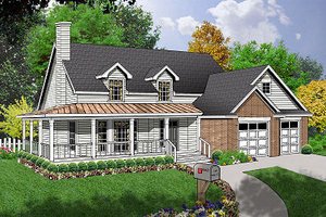 Country Style House Plan - 3 Beds 2.5 Baths 2125 Sq/Ft Plan #40-386 ...