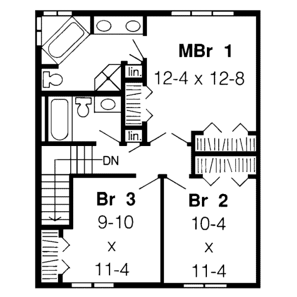 Traditional Floor Plan - Upper Floor Plan #312-366