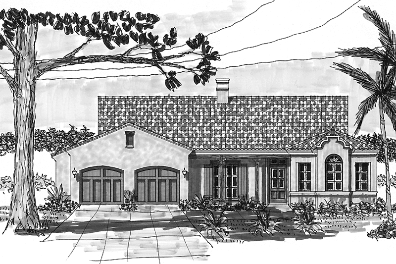 Architectural House Design - Mediterranean Exterior - Front Elevation Plan #76-120
