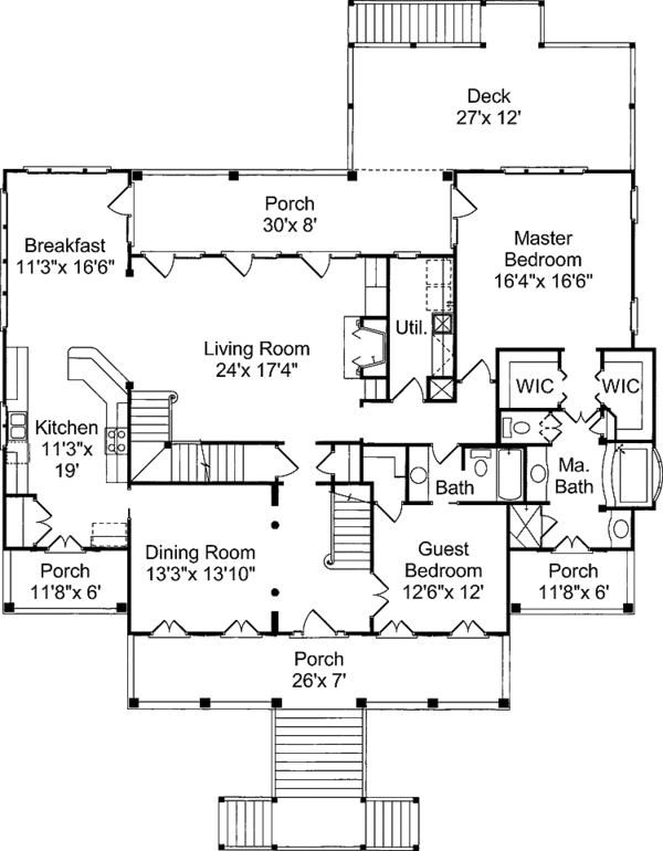 Architectural House Design - Country Floor Plan - Main Floor Plan #37-249