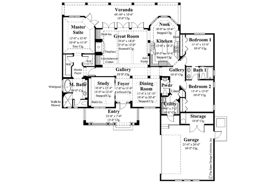 Floor Plan - Main Floor for Mediterranean House Plan #930-285 - 3 bed, 2.5 bath
