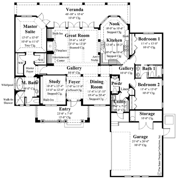 Architectural House Design - Mediterranean Floor Plan - Main Floor Plan #930-285
