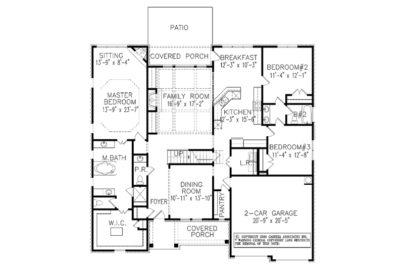 House Blueprint - Floor Plan - Main Floor for European House Plan #54-267 - 4 bed, 3.5 bath