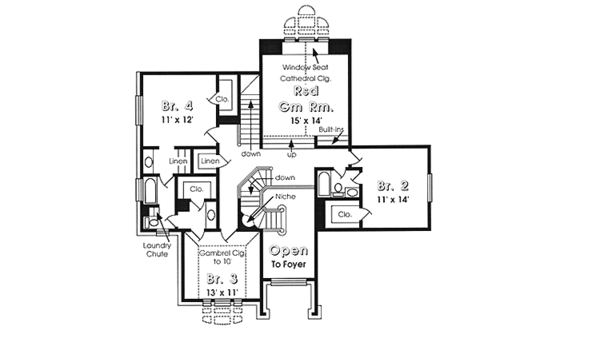 Home Plan - European Floor Plan - Upper Floor Plan #974-22