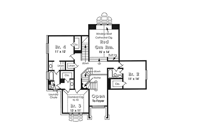 Dream House Plan - Floor Plan - Upper Floor for European House Plan #974-22 - 4 bed, 3.5 bath
